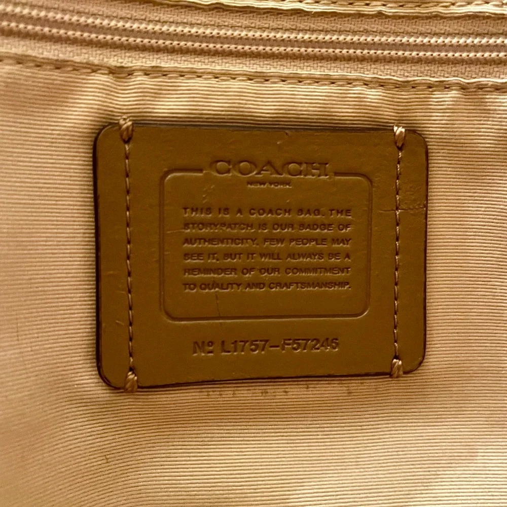 Coach Ava Legacy Jacquard Checkered Smooth Leather Color-Block Tote Bag